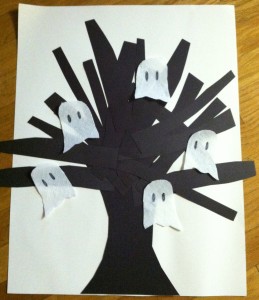 toddler preschool halloween ghost tree craft