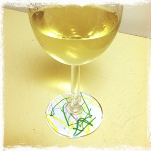 Kids artwork wine glass charms