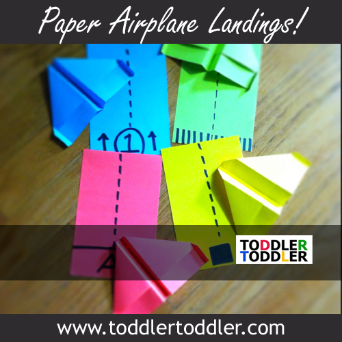 Toddler Activities, Crafts, Games: Paper Airplane Landings www.toddlertoddler.com