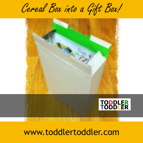 Toddler Activities: Cereal Box into a Gift Box (www.toddlertoddler.com)