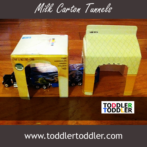 Toddler Activities Games (www.toddlertoddler.com) : Easy Milk Carton Tunnels